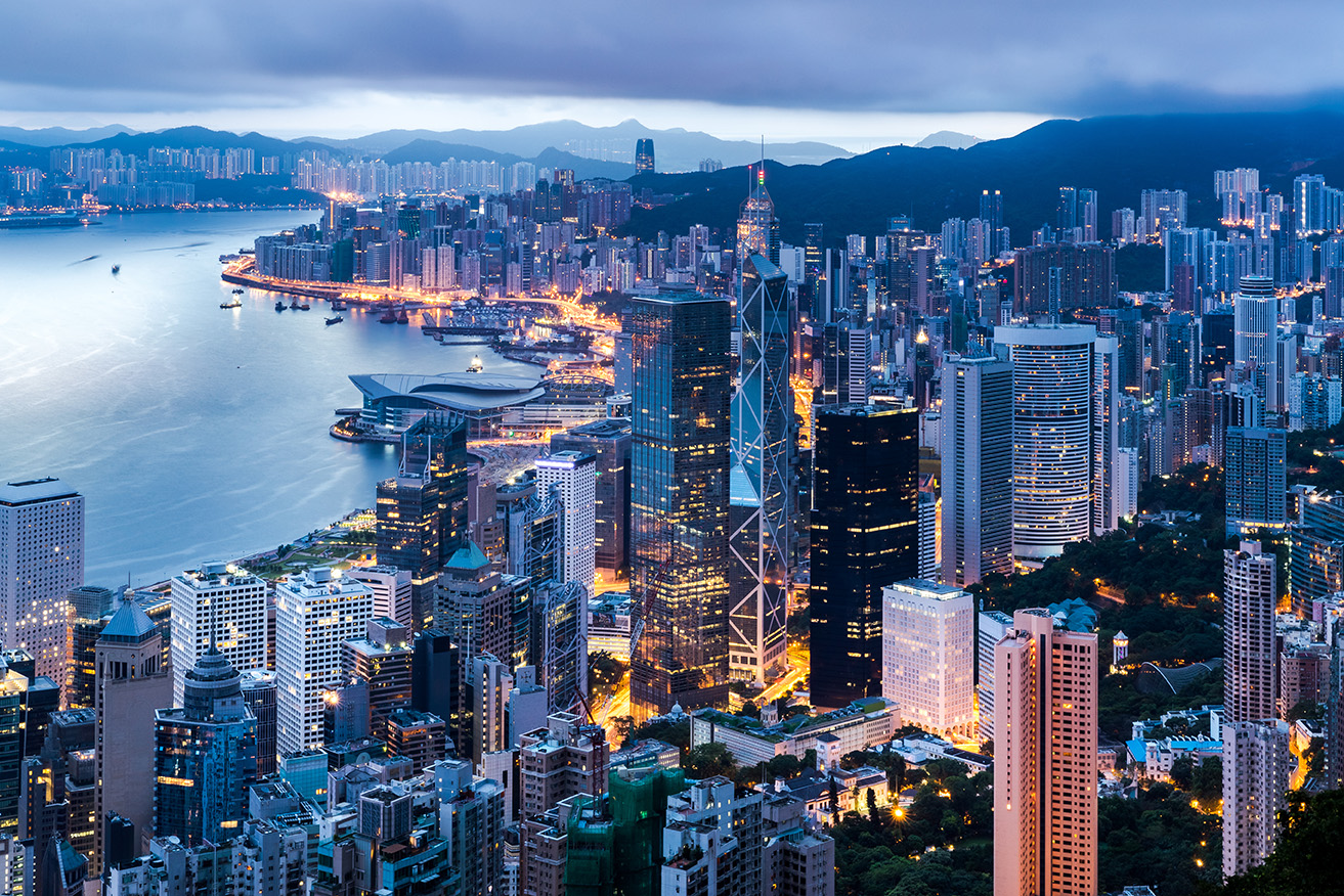 Hong,Kong,City,View,From,The,Peak,At,Twilight